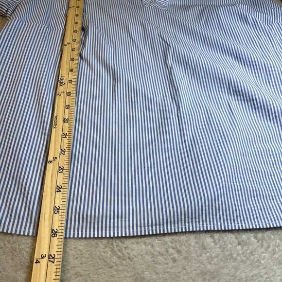 Rafaella Cotton Top Size 1X‎ Embroidered Nautical Stipe French Blue Cottagecore - Picture 8 of 9